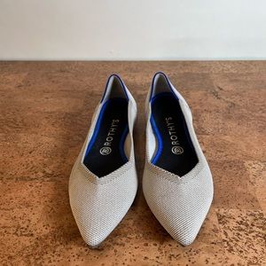 Rothy's The Point Flax Birdseye Luxury Flats Washable Size 9 Rare Retired Gray